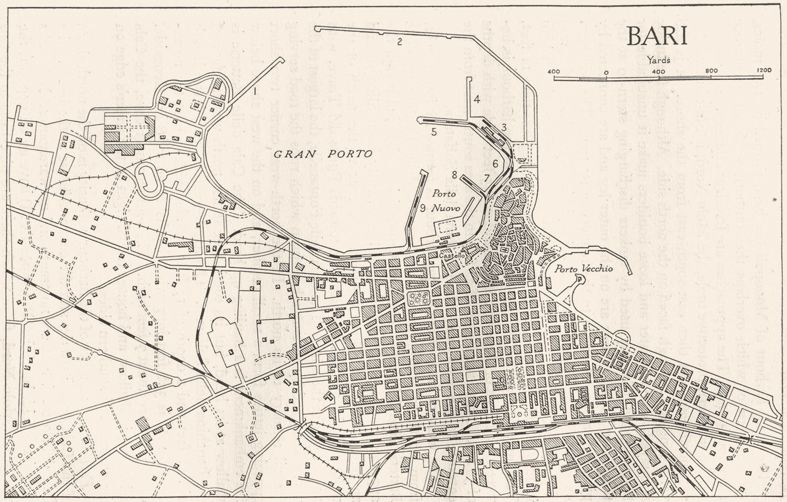 ITALY. Bari sketch map 1945 old vintage plan chart